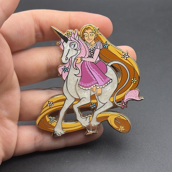 Other - Disney Tangled Rapunzel‎ On A Unicorn Horse Lapel Hat Pin Limited Edition 50